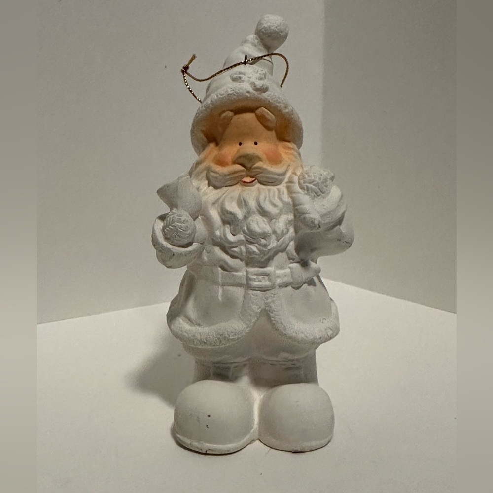 Ceramic White Santa Ornament